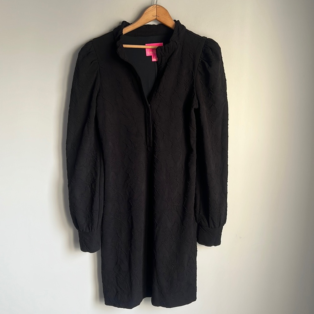 lilly pulitzer jacquard popover dress black